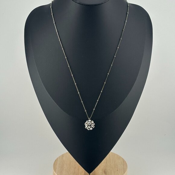 Sterling Silver Fossil Key, Lock and Heart Gemstone Ball Pendant Necklace - Picture 1 of 4
